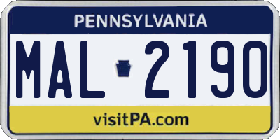 PA license plate MAL2190