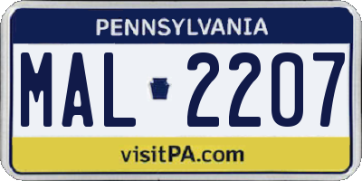 PA license plate MAL2207