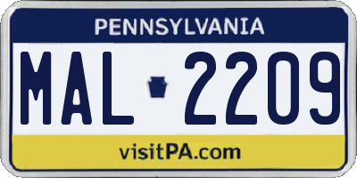PA license plate MAL2209