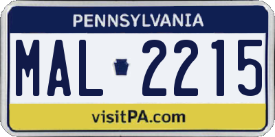 PA license plate MAL2215