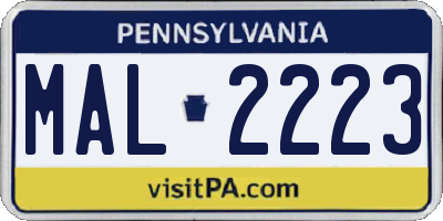PA license plate MAL2223