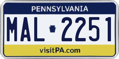 PA license plate MAL2251