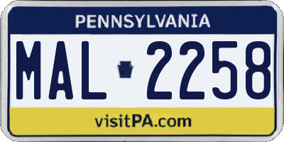 PA license plate MAL2258