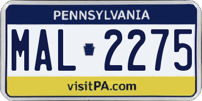 PA license plate MAL2275