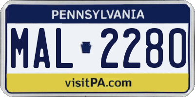 PA license plate MAL2280
