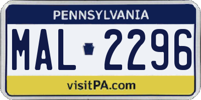 PA license plate MAL2296