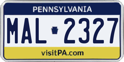 PA license plate MAL2327