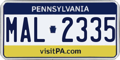 PA license plate MAL2335