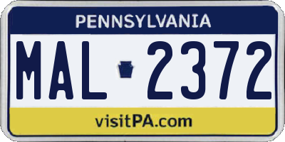 PA license plate MAL2372