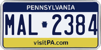 PA license plate MAL2384