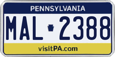 PA license plate MAL2388