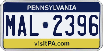 PA license plate MAL2396