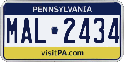 PA license plate MAL2434