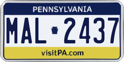 PA license plate MAL2437
