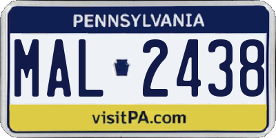 PA license plate MAL2438