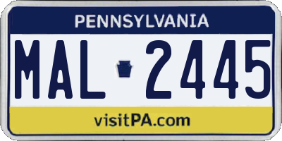 PA license plate MAL2445
