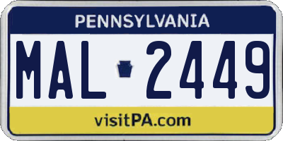 PA license plate MAL2449