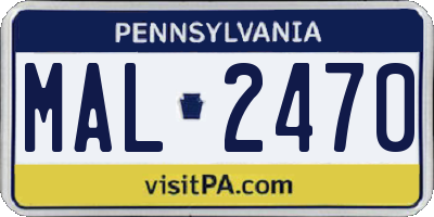 PA license plate MAL2470