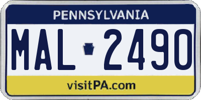 PA license plate MAL2490