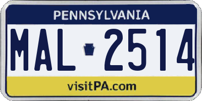 PA license plate MAL2514