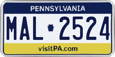PA license plate MAL2524