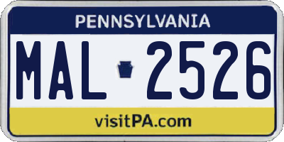 PA license plate MAL2526