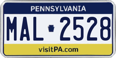 PA license plate MAL2528