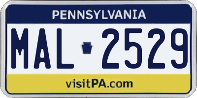 PA license plate MAL2529
