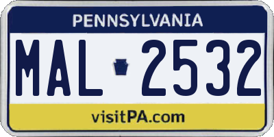 PA license plate MAL2532