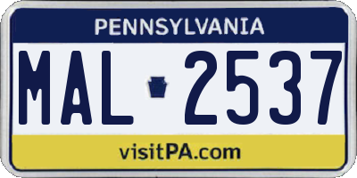 PA license plate MAL2537