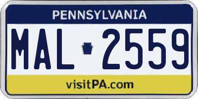 PA license plate MAL2559