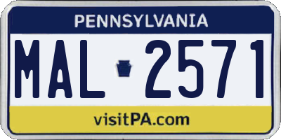 PA license plate MAL2571