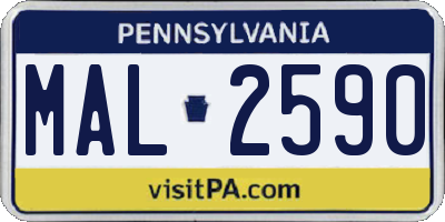 PA license plate MAL2590