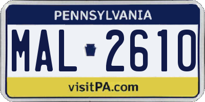 PA license plate MAL2610