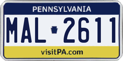 PA license plate MAL2611