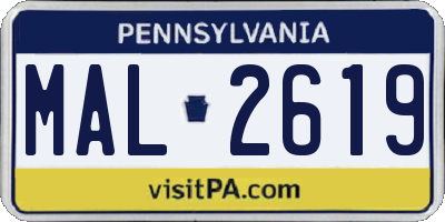 PA license plate MAL2619