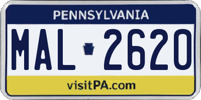 PA license plate MAL2620