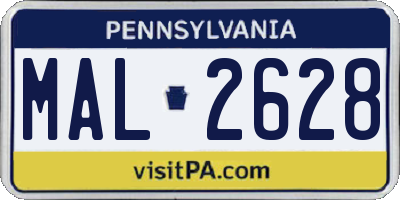 PA license plate MAL2628