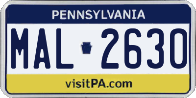 PA license plate MAL2630