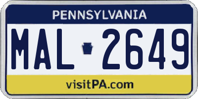 PA license plate MAL2649