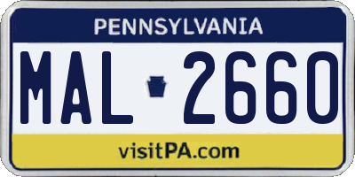 PA license plate MAL2660
