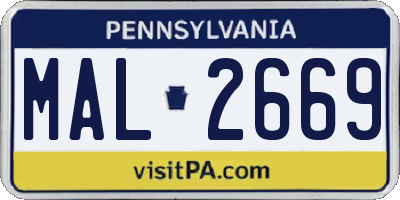 PA license plate MAL2669