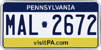 PA license plate MAL2672