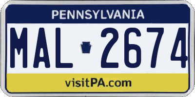 PA license plate MAL2674
