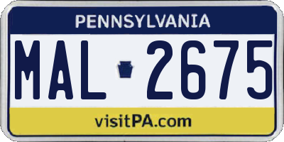 PA license plate MAL2675