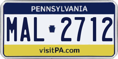 PA license plate MAL2712