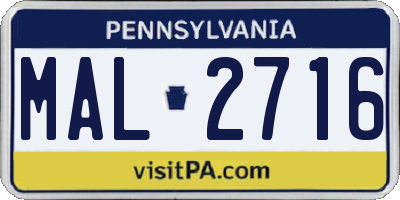 PA license plate MAL2716