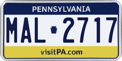 PA license plate MAL2717