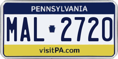 PA license plate MAL2720