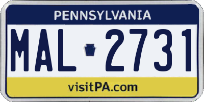 PA license plate MAL2731